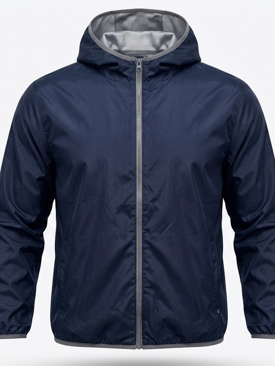 Lands' End Other - Lands' End Mens 2XL Windbreaker Jacket Navy Blue Hooded Mesh Lined Lightweight